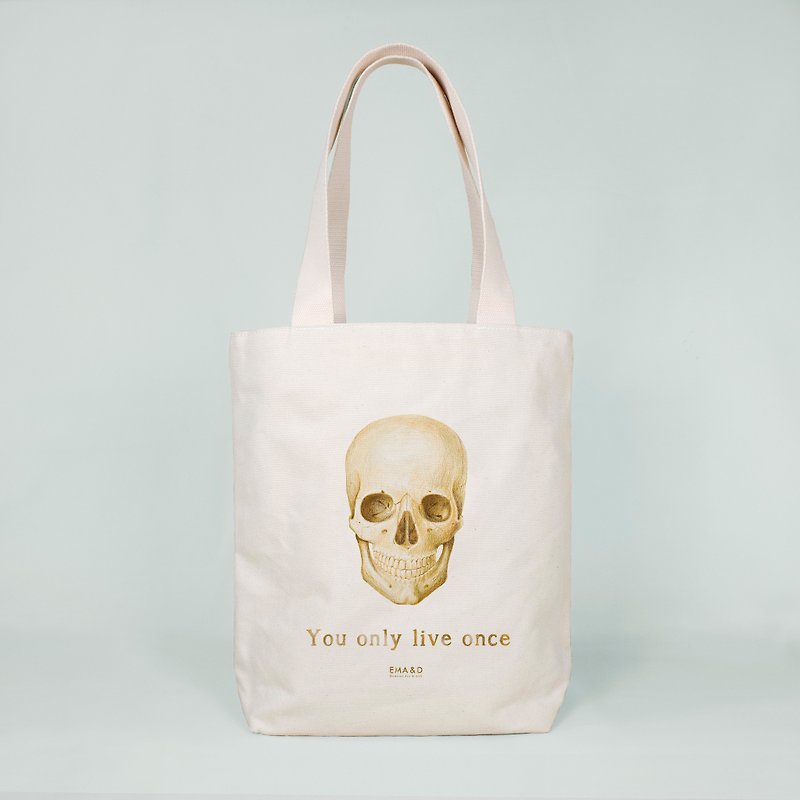 Skull multi-pocket tote bag medical anatomy science organ bone canvas bag side backpack - Messenger Bags & Sling Bags - Cotton & Hemp 