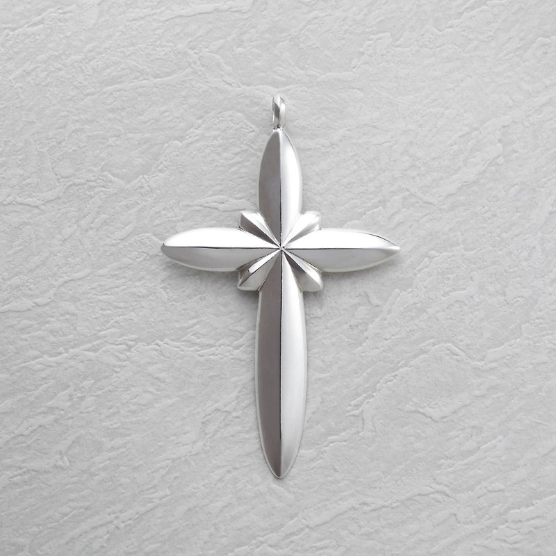 925 silver light burst cross pendant (XL) - สร้อยคอ - เงินแท้ สีเงิน