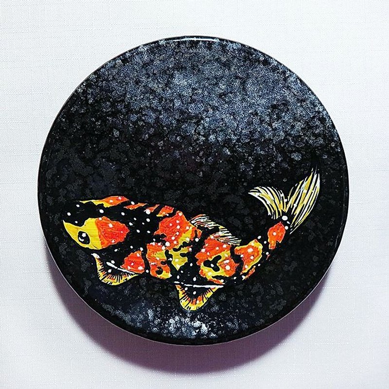 Healing hand-painted ceramic plate (Birthday / Memorial / New Year / Christmas / Valentine / Mother / Father's Day) - Lucky Gem in water (14cm) - จานเล็ก - วัสดุอื่นๆ สีแดง