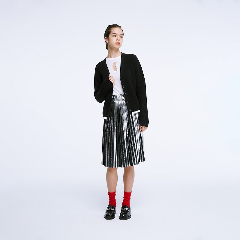 10 MOOn  黑色羊毛針織開衫 - 女毛衣/針織衫 - 羊毛 黑色