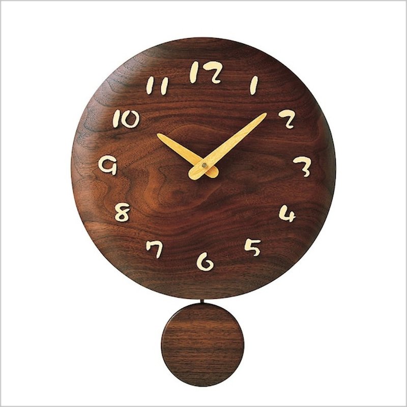 Hokkaido Asahikawa Kobo Pecker F36 walnut round pendulum clock - นาฬิกา - ไม้ 