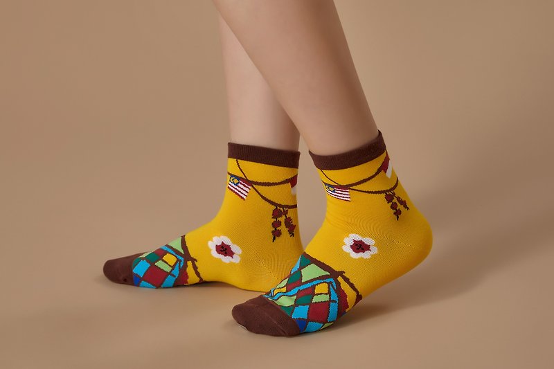 Old School Socks-New Taste of Nanyang - Socks - Eco-Friendly Materials Yellow