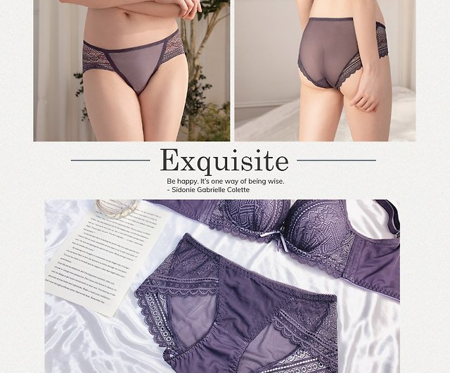 Clany Sexy Lace Translucent Mid Waist M-XL Panties Sweet Love Purple  5987-91 - Shop missclany Women's Underwear - Pinkoi