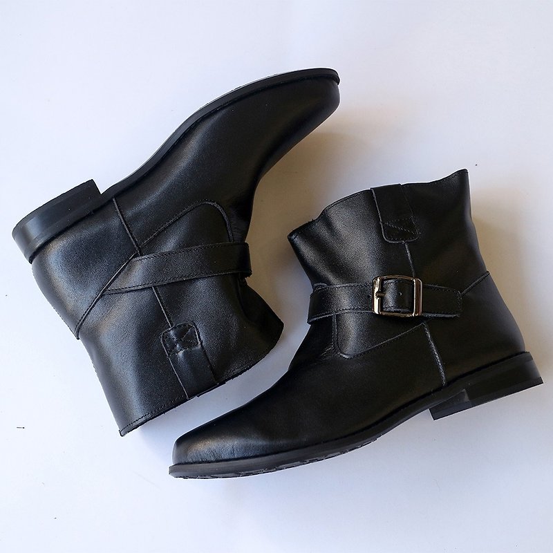 Zero code special [Wandering Map] buckle ankle boots _ black _ only 22.5 left - Women's Booties - Genuine Leather Black