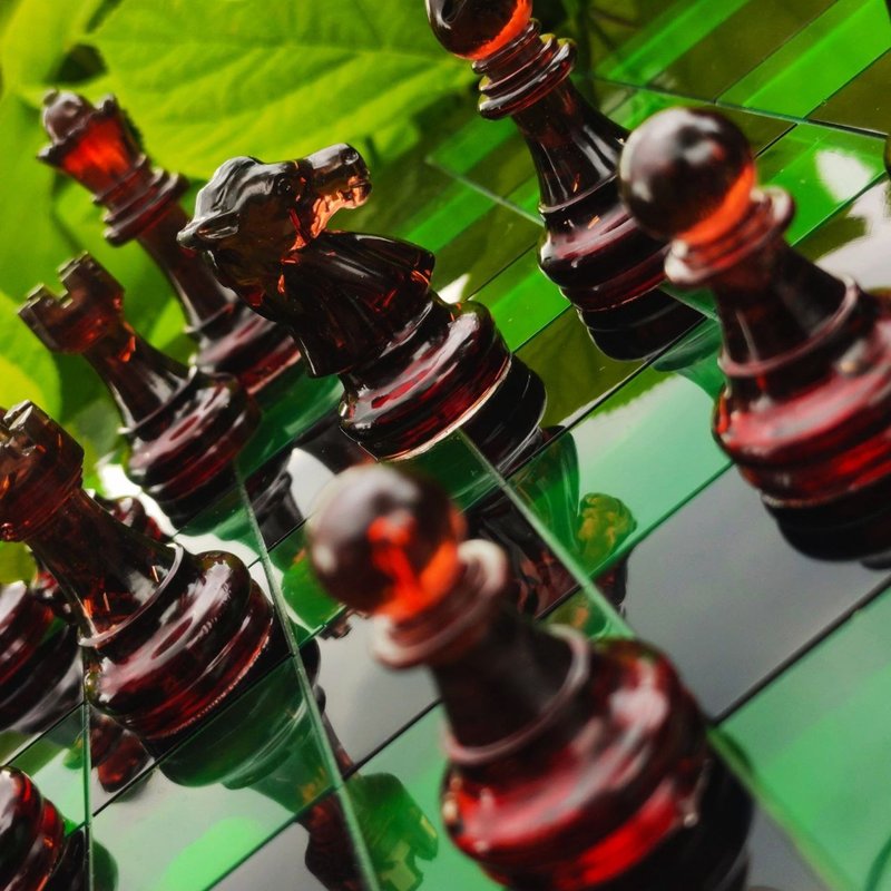 客製化樹脂西洋棋棋盤 |特大號尺寸 2.75 英吋（7 公分）|環氧樹脂 - 桌遊/卡 Game - 樹脂 咖啡色