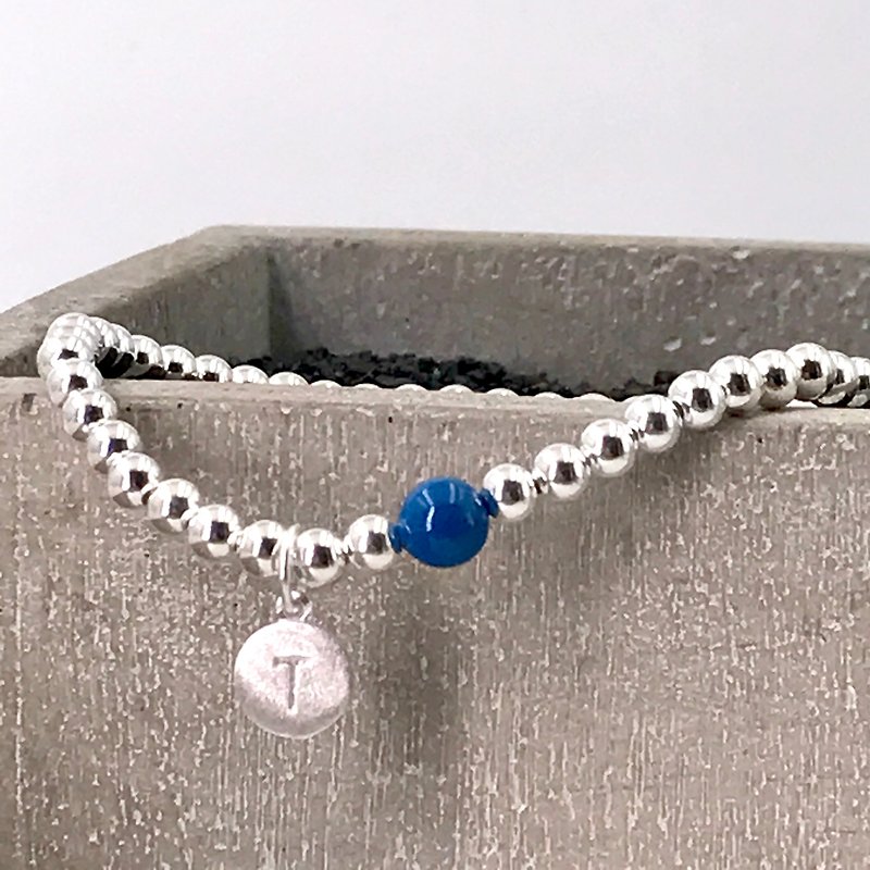 Initial 925 Silver and Swarovski Crystal Bracelet - สร้อยข้อมือ - เงินแท้ สีน้ำเงิน