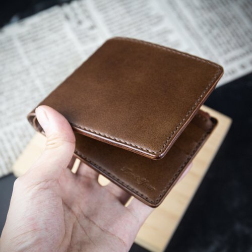 Mister手作皮件專門店 【客製化禮物】【皮夾、銀包】全咖啡 義大利植鞣皮 客製刻字 MIS