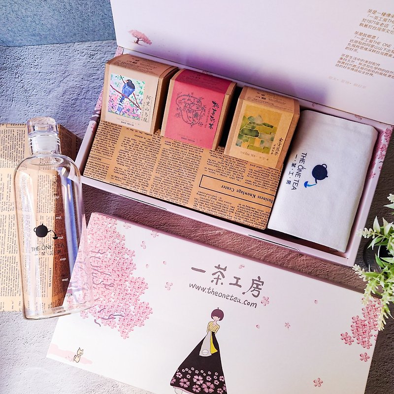 櫻花茶包禮盒(附隨身玻璃瓶) - 茶葉/茶包 - 紙 粉紅色