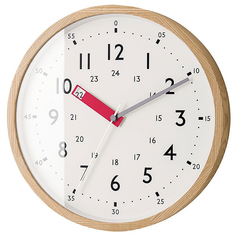 Sturuman- 24H Learning Silent Clock Wall Clock (Red) - Clocks - Wood Red