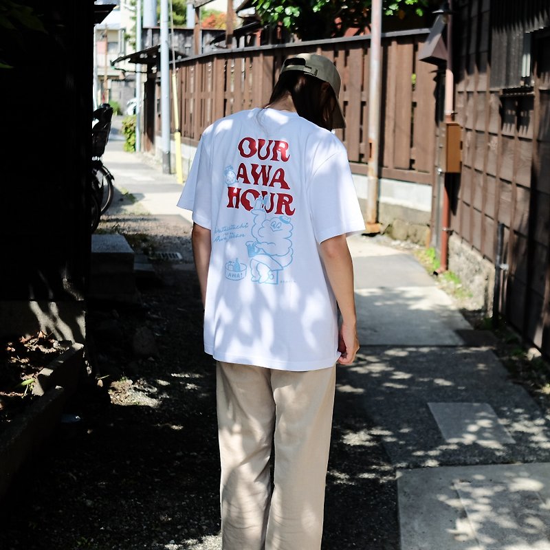OUR AWA HOUR　T shirts - เสื้อฮู้ด - ผ้าฝ้าย/ผ้าลินิน ขาว