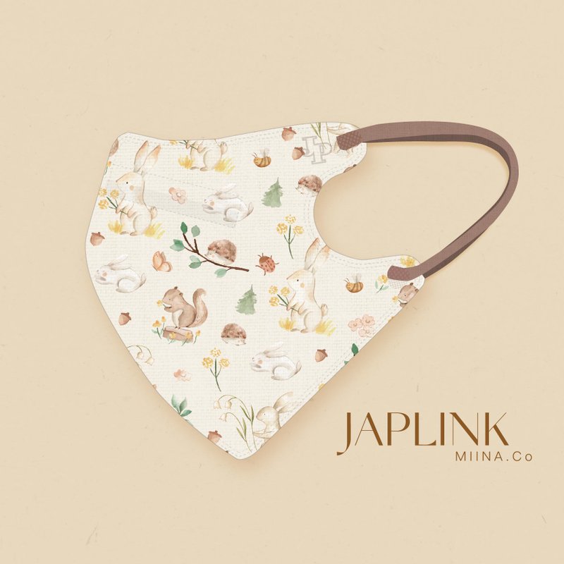 【標準】JAPLINK N95 立體口罩 - 兔兔森林mb++ - 口罩/口罩收納套 - 聚酯纖維 卡其色