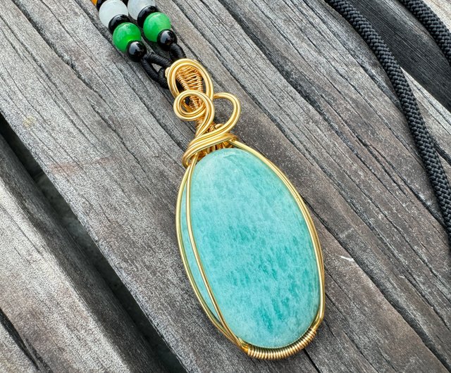 230446 ワイヤーラッピング石ブロンズ線ラッピング ペンダント