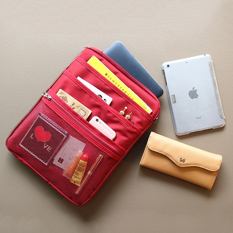 All purpose pockets bag(13.5'' Laptop OK)-Red_100443-20 - กระเป๋าแล็ปท็อป - วัสดุกันนำ้ สีแดง