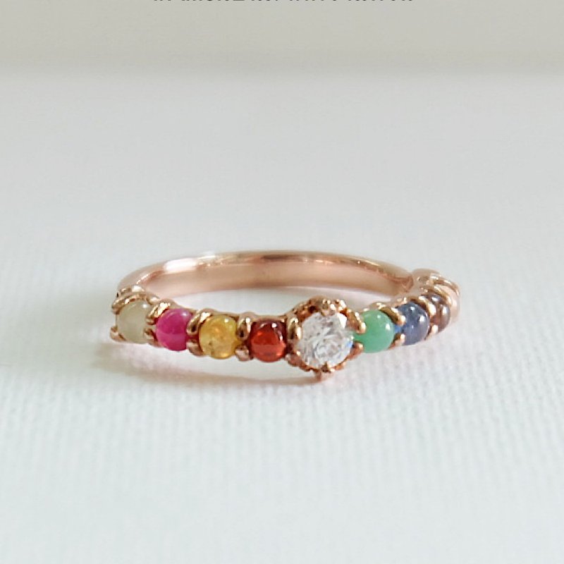 Nine Lucky Gems Ring - General Rings - Silver Multicolor