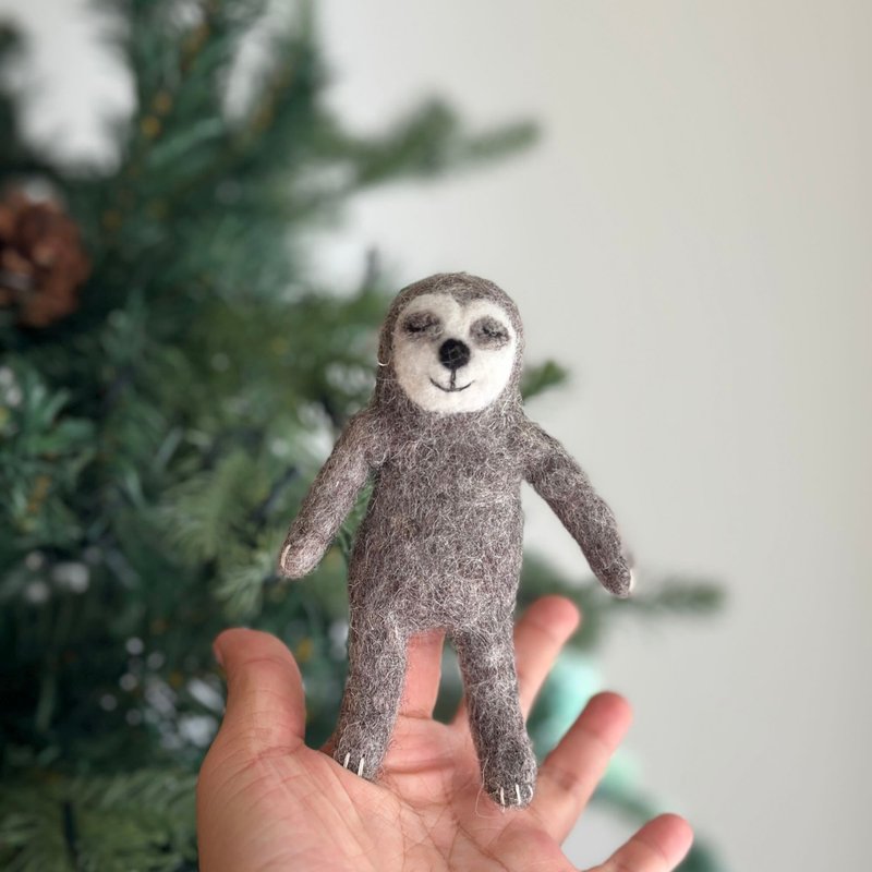 Sloth finger puppets sloth storytelling props wool felt finger puppets - ของเล่นเด็ก - ขนแกะ สีเทา