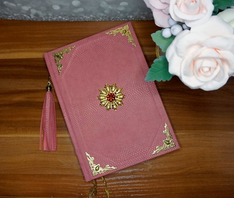 Handmade notebook with peonies on the pages