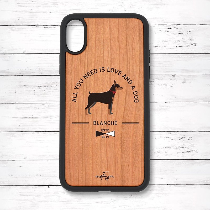Personalized Miniature Pinscher Shock Absorbent Wooden iPhone Case Basic - Phone Cases - Wood Brown