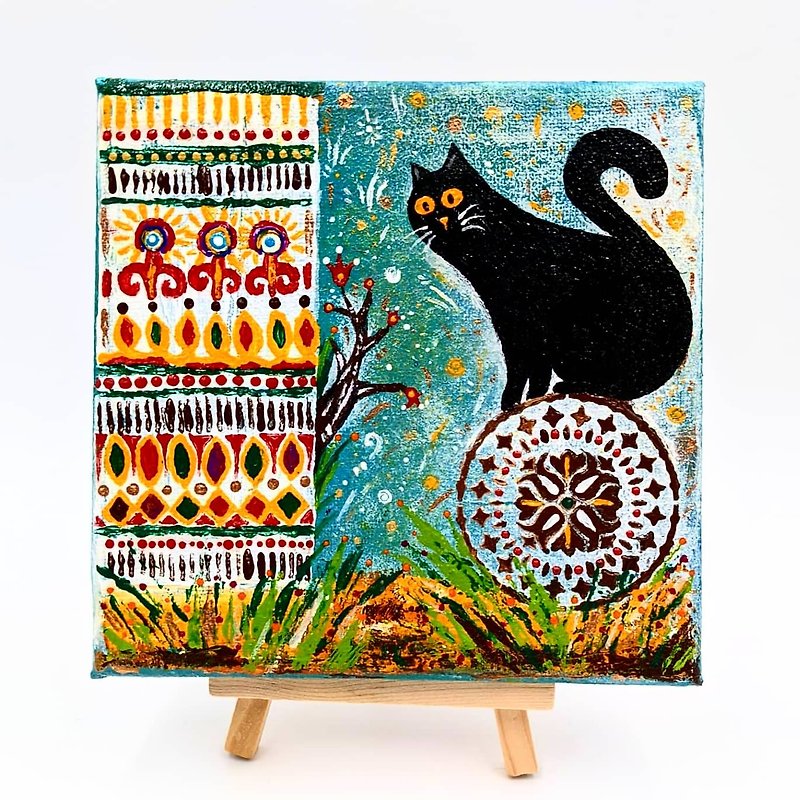 Chubby black cat friends - Posters - Cotton & Hemp Multicolor