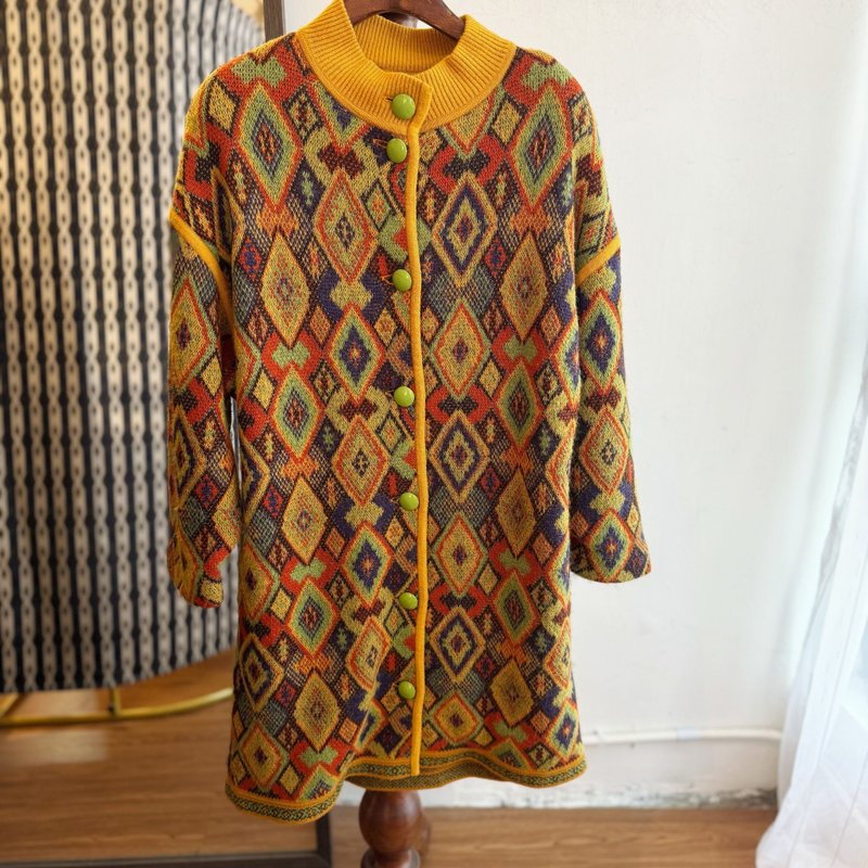 Ungaro diamond pattern long cardigan - Women's Casual & Functional Jackets - Other Man-Made Fibers Orange