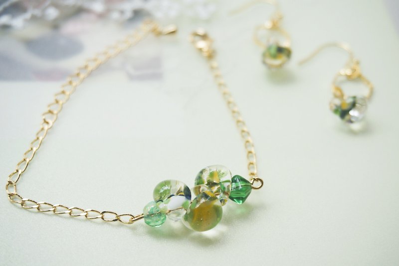 Water Drop Earrings & Bracelet / Gift Set - Earrings & Clip-ons - Plastic Multicolor