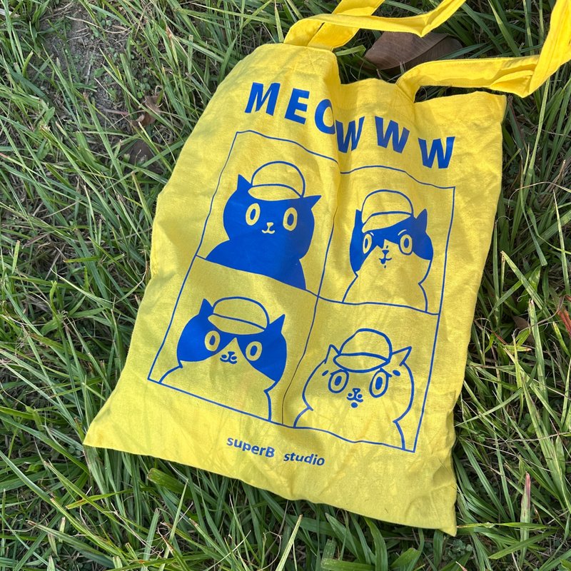 MEOWWW totebag /喵喵棉布袋 - 手提包/手提袋 - 棉．麻 黃色