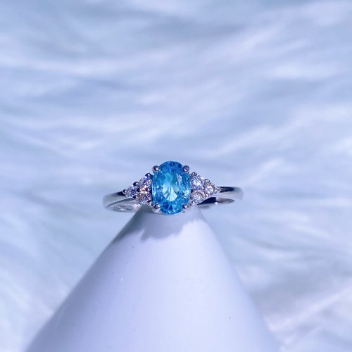 Purnima Magic Salon 天然風信子 藍色風信子寶石戒 三角鑽切款 1.08克拉 925純銀