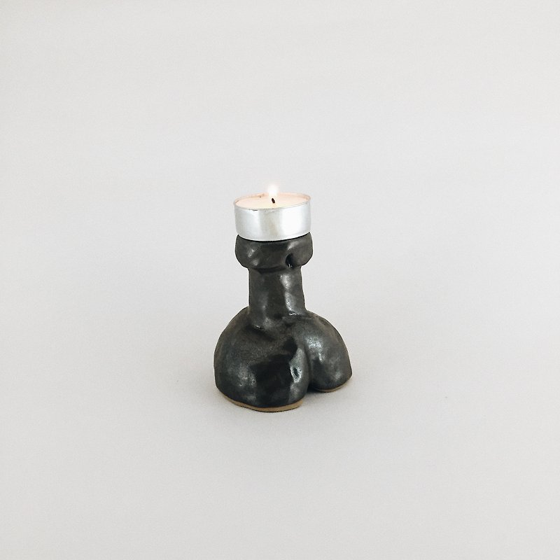 黑粗硬硬可愛可愛的台子 - 香薰蠟燭/燭台 - 陶 金色