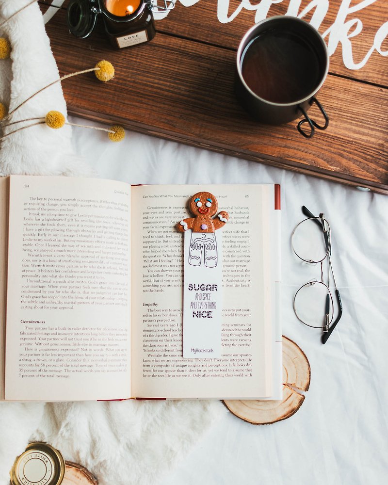 Gingerbread Man Head Bookmark Librarian Reader Gift Bookish Bookworm Gift - 書籤 - 黏土 多色