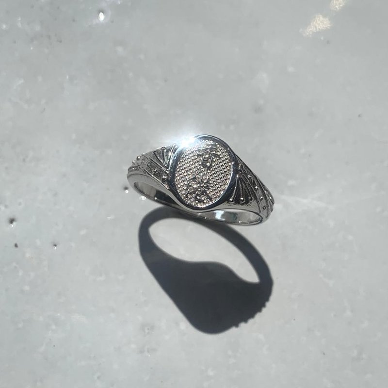 Vintage style Hong Kong signet rings 925 Silver handcraft - แหวนทั่วไป - เงิน สีเงิน