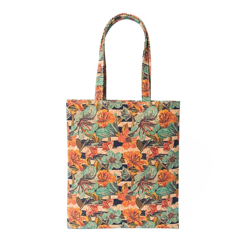 Cork leather A4 tote bag (lily) - Handbags & Totes - Eco-Friendly Materials Multicolor