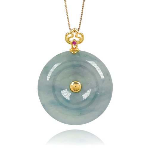 正佳珠寶 Gemsrich Jewelry 【正佳珠寶】翡翠 冰種紫羅蘭飄陽綠 平安扣 26.8mm