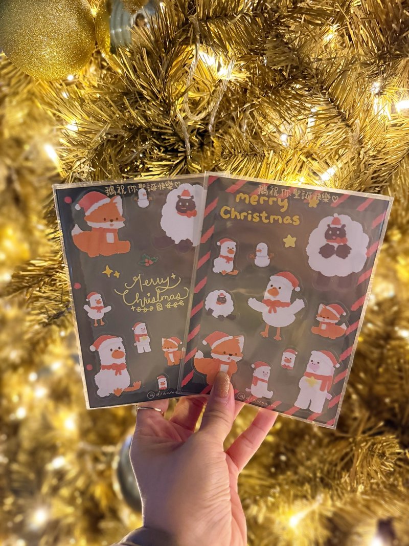 原創插畫貼紙 鵝和狸過聖誕 - 貼紙 - 塑膠 