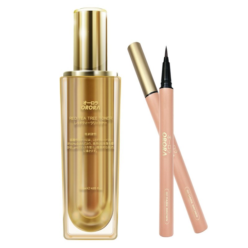 日本Orora 敏感肌紅茶樹爽膚水+ 0.1mm特細刷液型液體眼線筆 - 化妝水/保濕 - 其他材質 