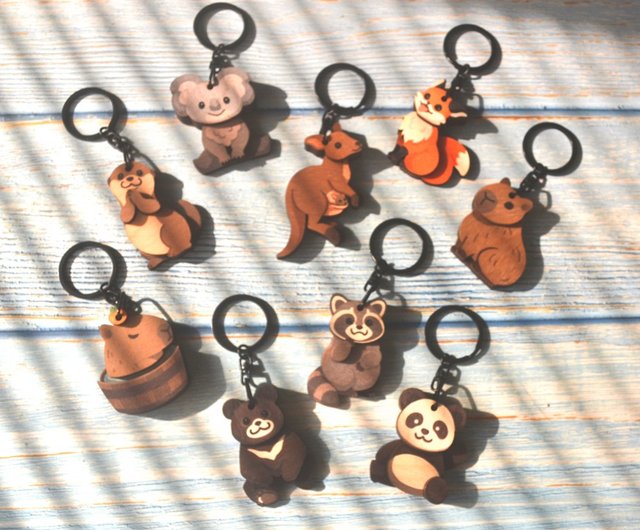 Koala/Capybara/Hippo/Red Panda】Wooden Key Chain  Wooderful life - Shop  Wooderful life Keychains - Pinkoi