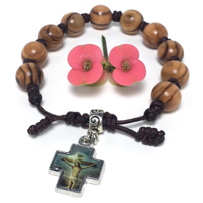 Israel imports Olive wood Bracelets-Jesus (12mm) - Bracelets - Wood Brown