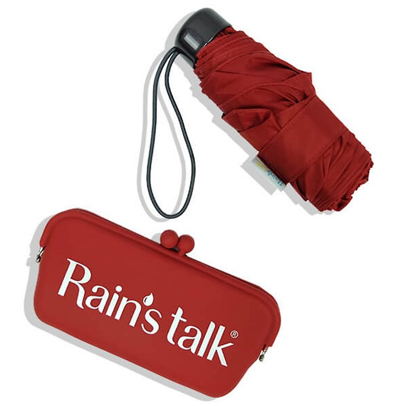 【台灣文創 Rain's talk】經典抗UV五折手開傘+防水雙扣包 - 雨傘/雨衣 - 防水材質 粉紅色