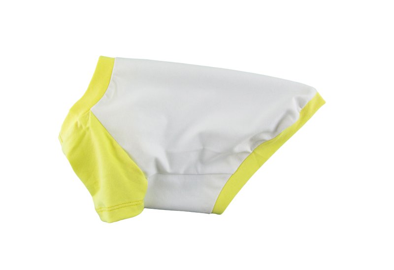 Yellow Contrasting Raglan Sleeves 95Cotton/5Spandex Jersey Dog Tee, Dog Apparel - 寵物衣服 - 棉．麻 黃色