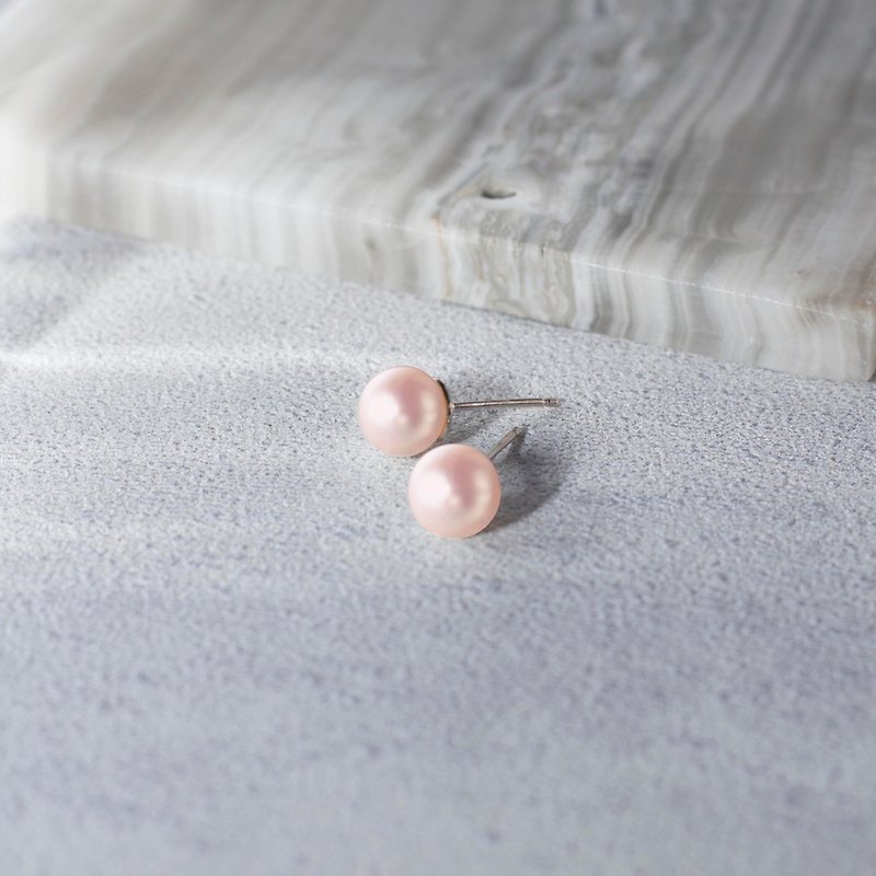經典玫瑰珍珠耳環 7mm Rose Pearl Stud - 耳環/耳夾 - 珍珠 粉紅色