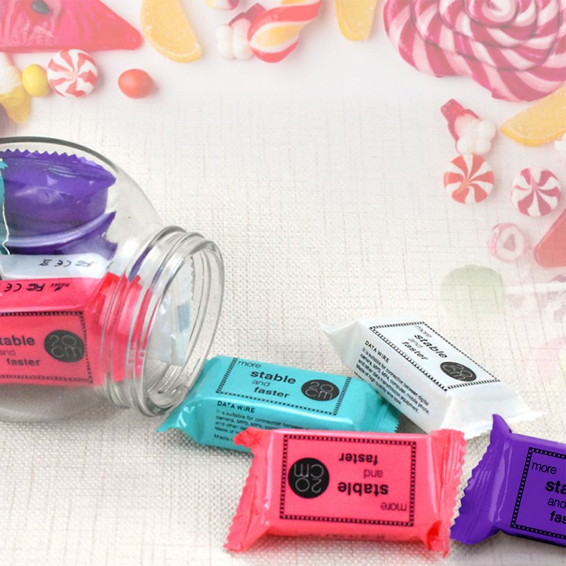 甜心糖果造型-Candy Cable (iOS/ Type-C/ Micro USB) - 行動電源/充電線 - 其他人造纖維 多色