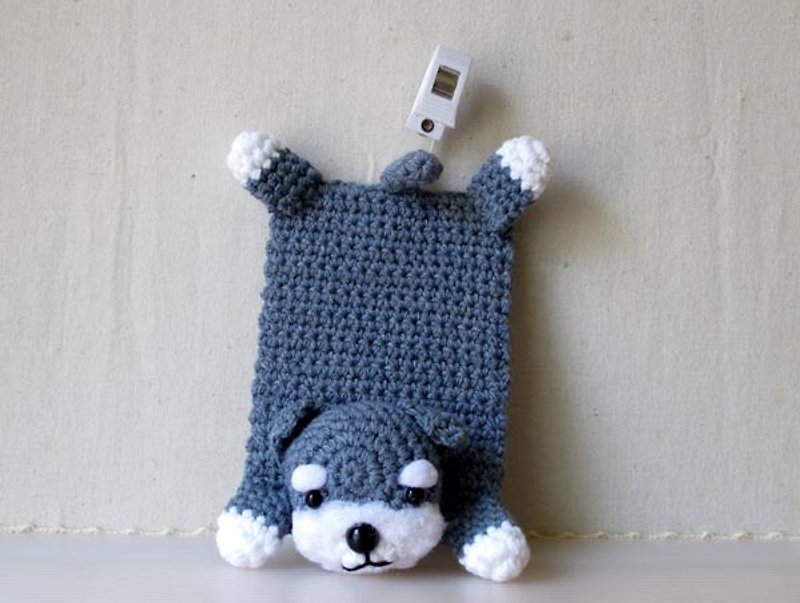Wool animal modeling - <Schnauzer> document sets / card sets / baggage tag - Luggage Tags - Other Materials Gray
