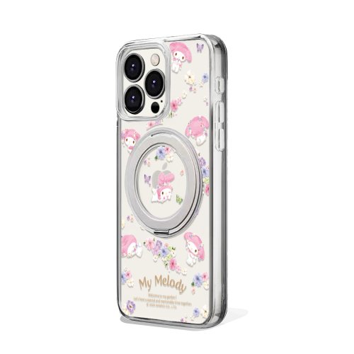 apbs 雅品仕 水晶彩鑽手機殼 三麗鷗 iPhone16/15/14/13軍規360旋轉磁吸立架手機殼-花季美樂蒂