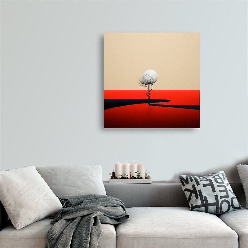 Abstract red landscape minimalism painting Sky minimalism wall decor - โปสเตอร์ - ผ้าฝ้าย/ผ้าลินิน หลากหลายสี