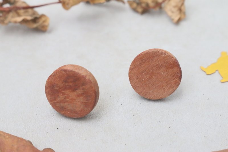 Clear wooden earrings pin / clip type 1059 - you are so beautiful today - ต่างหู - ไม้ สีนำ้ตาล