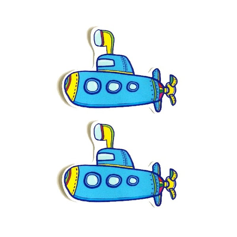 1212玩樂設計 逗趣到處貼 防水貼紙-潛水艇 - 貼紙 - 防水材質 藍色