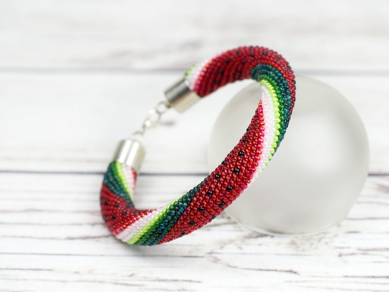 Bead crochet kit bracelet, Jewelry making kit, Diy bracelet kit, Kit to make - 編織/刺繡/羊毛氈/縫紉 - 玻璃 紅色