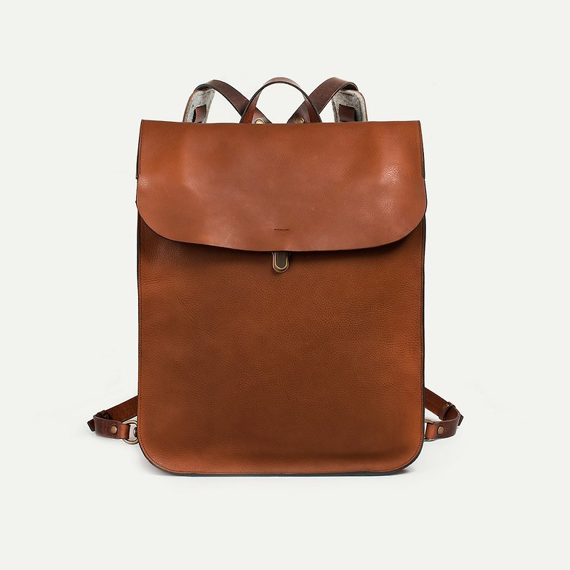 Bleu de Chauffe-Arlo Leather Backpack_Classic Brown - กระเป๋าเป้สะพายหลัง - หนังแท้ 