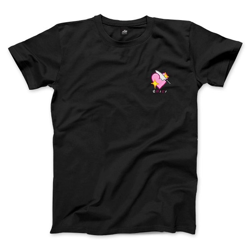 Cut Heart Girl Cannon Version-Black-Unisex T-shirt - เสื้อยืดผู้ชาย - ผ้าฝ้าย/ผ้าลินิน 