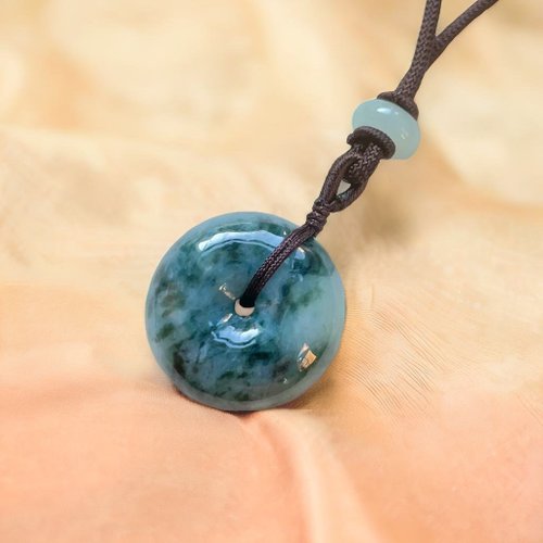 瓔珞珠寶盒 E.L.Jewelry Box 飄綠花翡翠平安扣編織項鍊 | 天然緬甸玉翡翠A貨