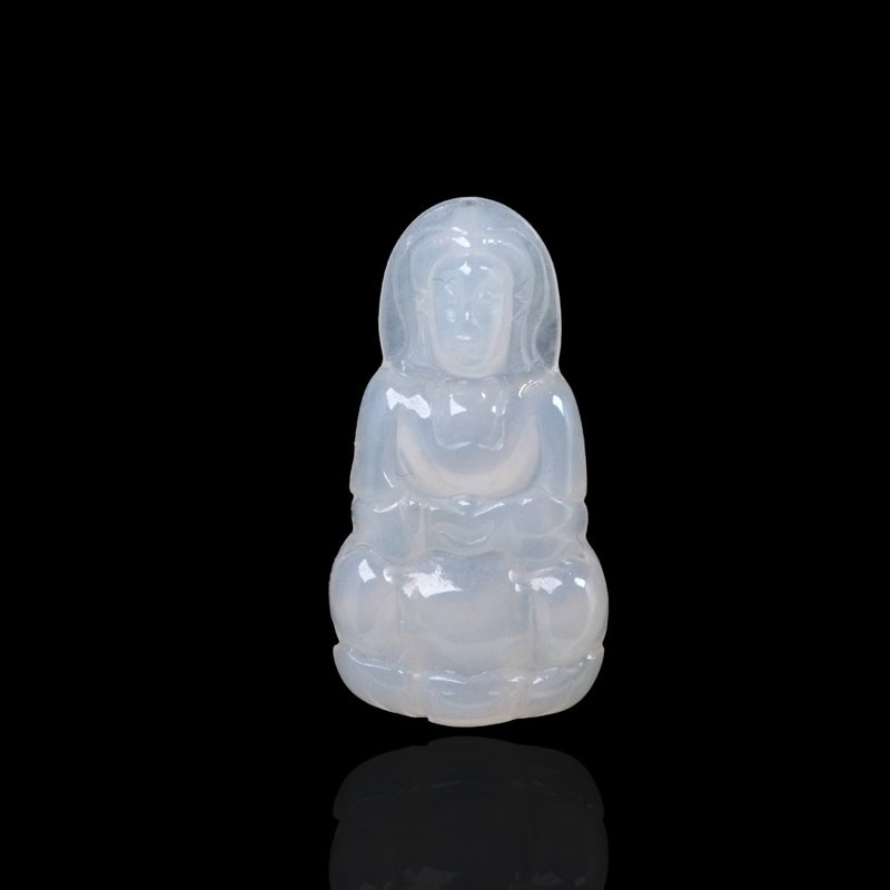 Ice Jade Guanyin Bodhisattva Necklace | Stone| Natural Burmese Jade A-grade | Gift - Necklaces - Jade White