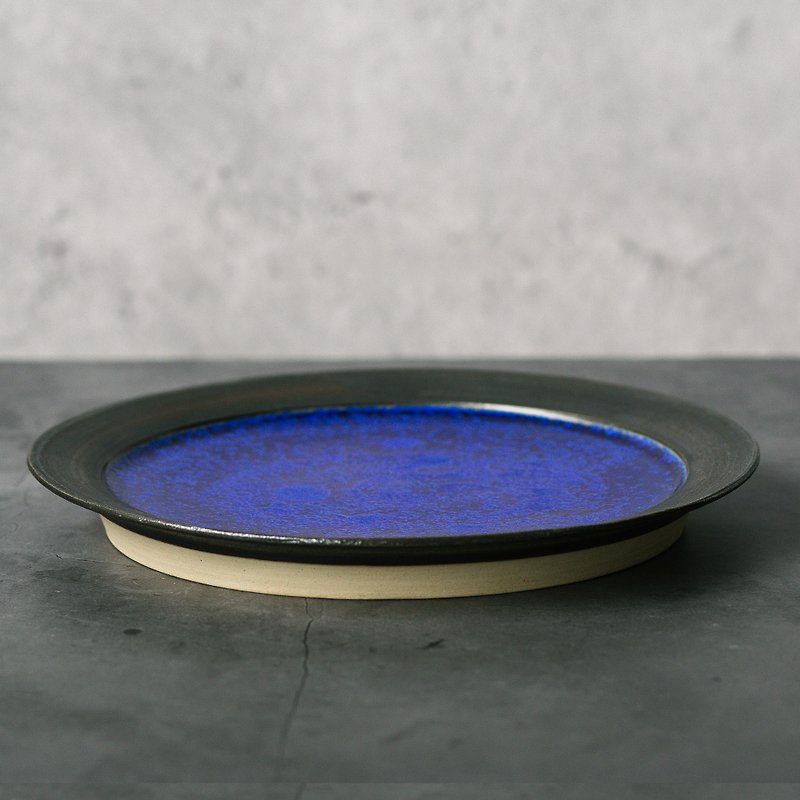 ギャラクシーナイト-八尾サファイアクリスタル+ブラックブラック二重ガラスプレートサイド - 小皿 - 陶器 多色